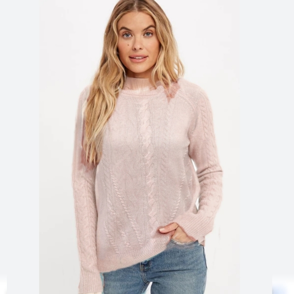 Cashmere 2 Ply Womens Sweater Mock Neck Posie Pink NWT Size LRG Nanette Lepore - Picture 4 of 7